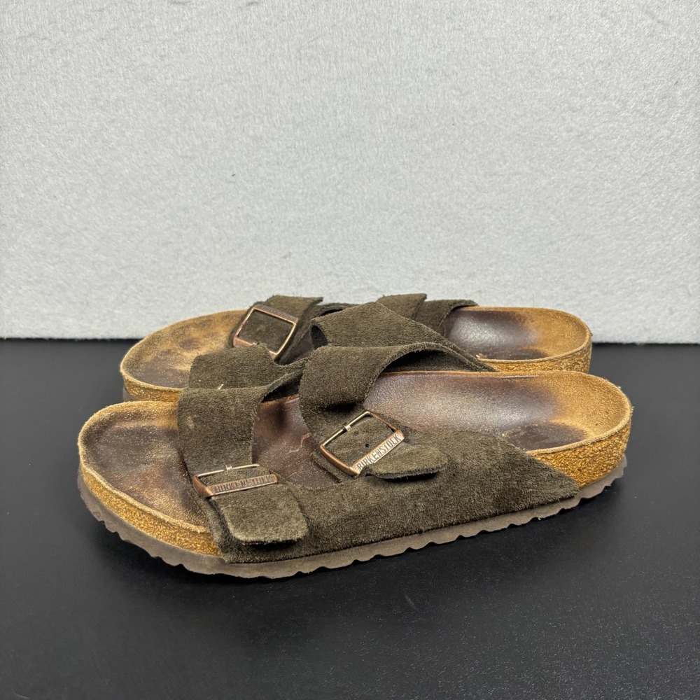 Birkenstock Arizona Suede Slide Strappy Sandals Mocha Dark Brown Size 41/M8/W10